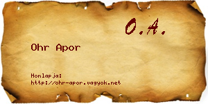 Ohr Apor névjegykártya